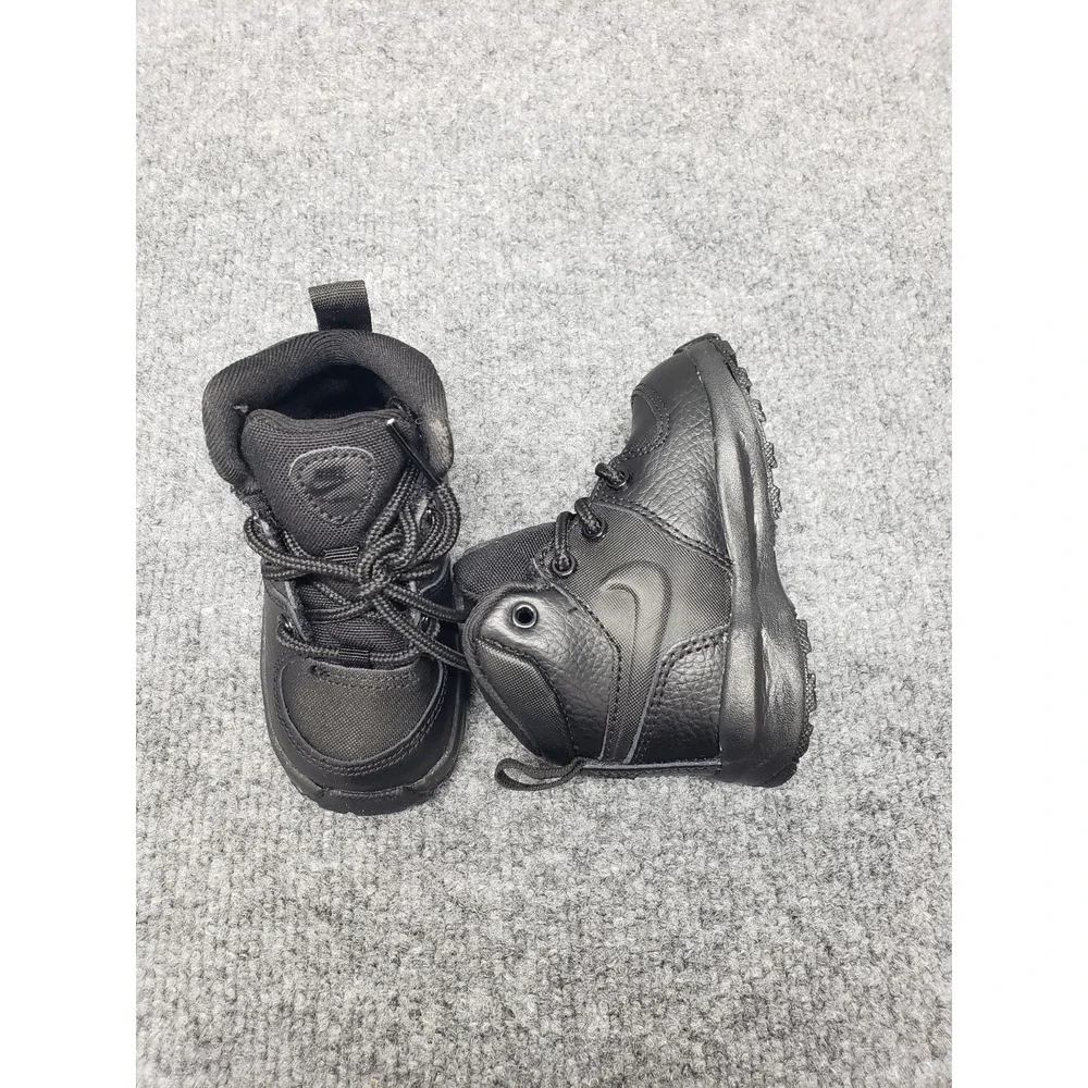 Nike Manoa LTR Toddler Sneaker Shoe 4C Black Leather Boots High Top Lace Up Wear